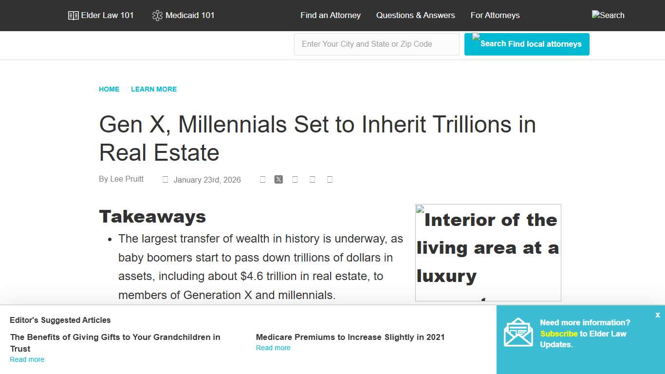 Gen X, Millennials Set to Inherit Trillions in Real Estate