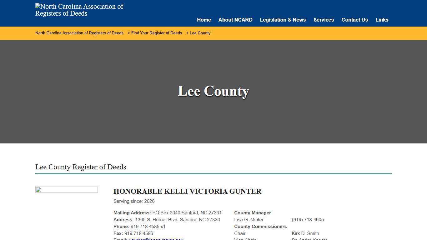 Lee County – North Carolina Association of Registers of Deeds