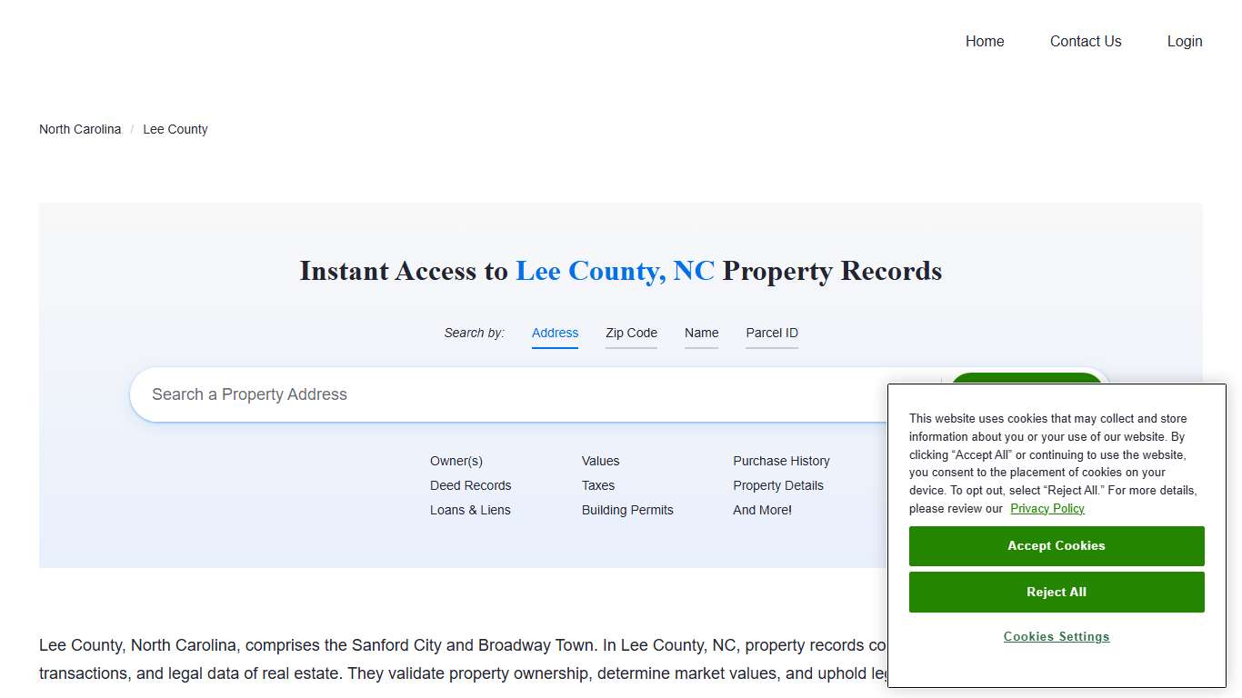 Lee County, NC Property Records Owners, Deeds, Permits